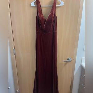 Revelry Dakota Velvet Dress, Terracotta, Size: 4, Length: Regular Maxi